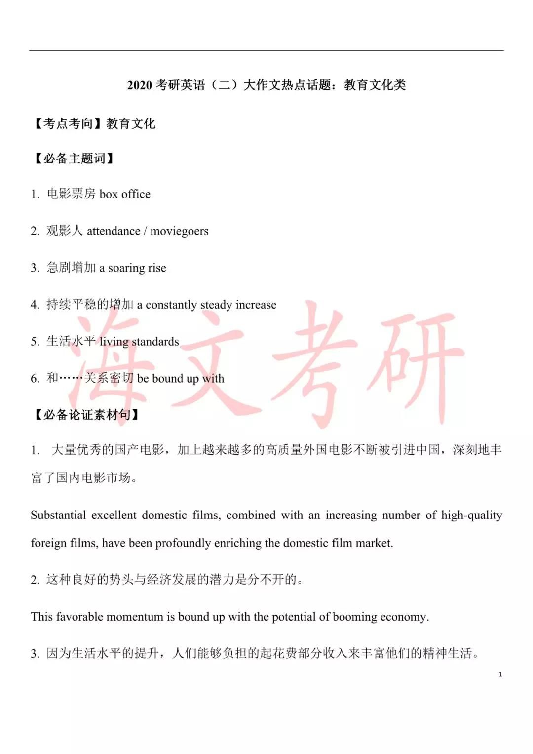 20考研英語(yǔ)二大作文熱點(diǎn)話題——教育文化類(lèi)