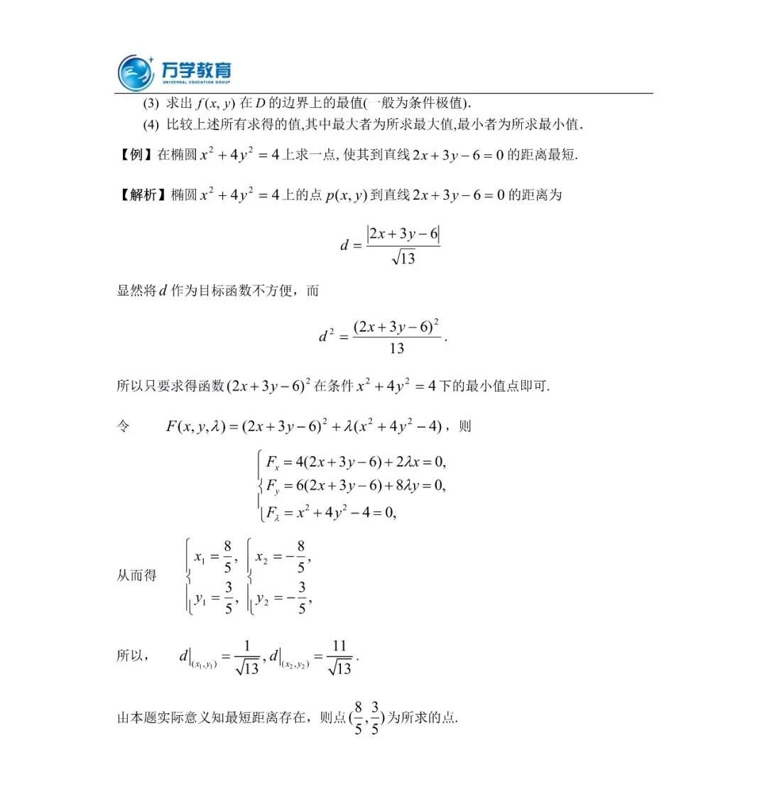 20考研數(shù)學沖刺必看考點——多元函數(shù)微分學的應用